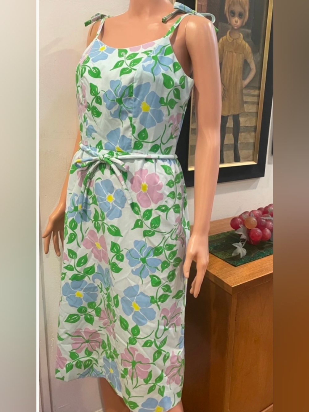 Vintage THE VESTED GENTRESS Floral Hand Screened Poly Cotton Dress Sz 12 NWT - Picture 5 of 15